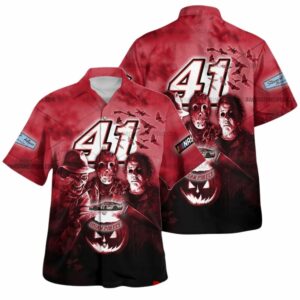 Ryan Preece Nascar Racing With Michael Myers And Friends Horror Halloween Hawaiian Shirt