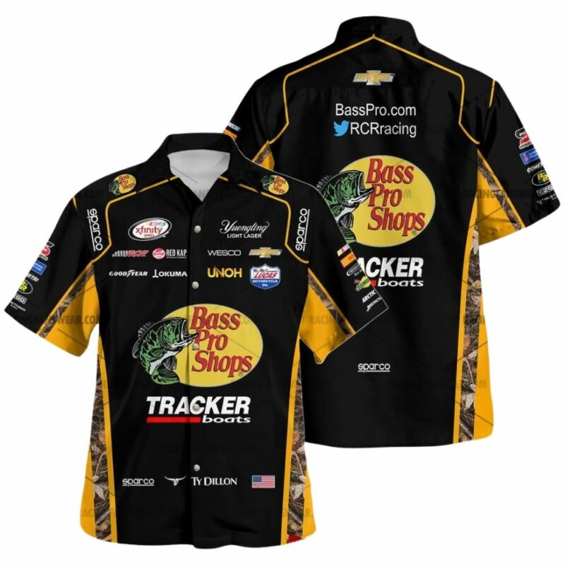 Ty Dillon Nascar Racing 2015 Bass Pro Shops Tracker Boats Uniform Hawaiian Shirt 1