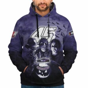 Tyler Reddick Nascar Racing With Michael Myers Friends Horror Halloween All Over Print Hoodie