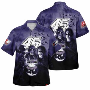 Tyler Reddick Nascar Racing With Michael Myers Friends Horror Halloween Hawaiian Shirt