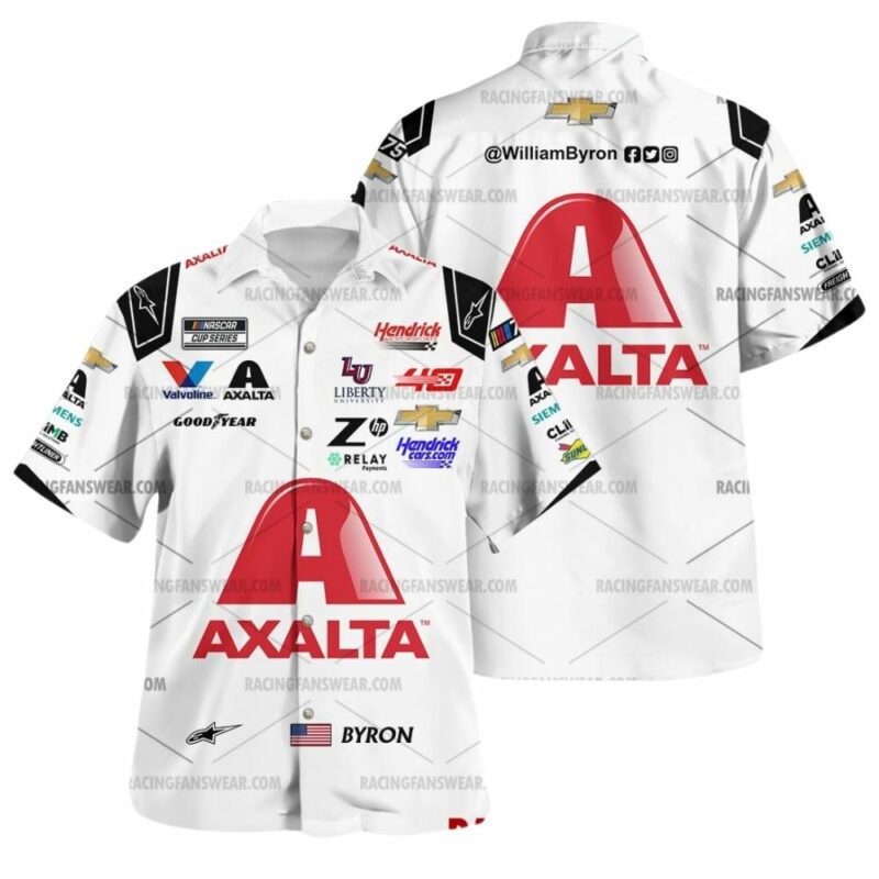 William Byron Nascar Racing 2024 Hendrick Motorsports Axalta Uniform Hawaiian Shirt 1