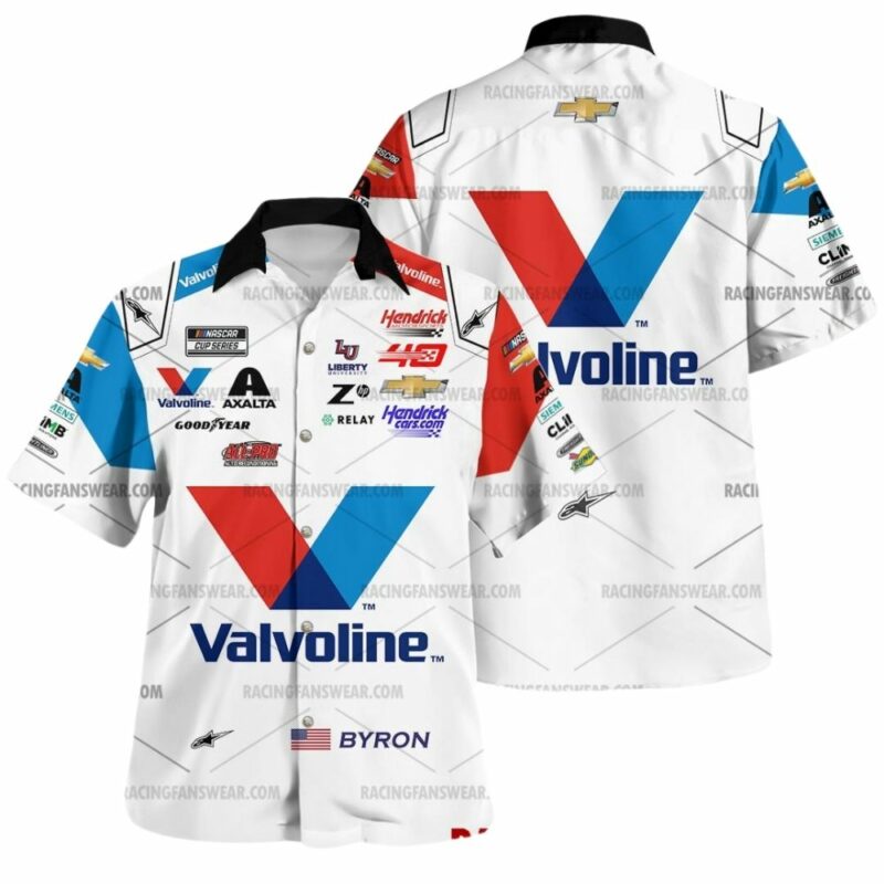 William Byron Nascar Racing Hendrick Motorsport Valvoline 2024 Uniform Hawaiian Shirt 1
