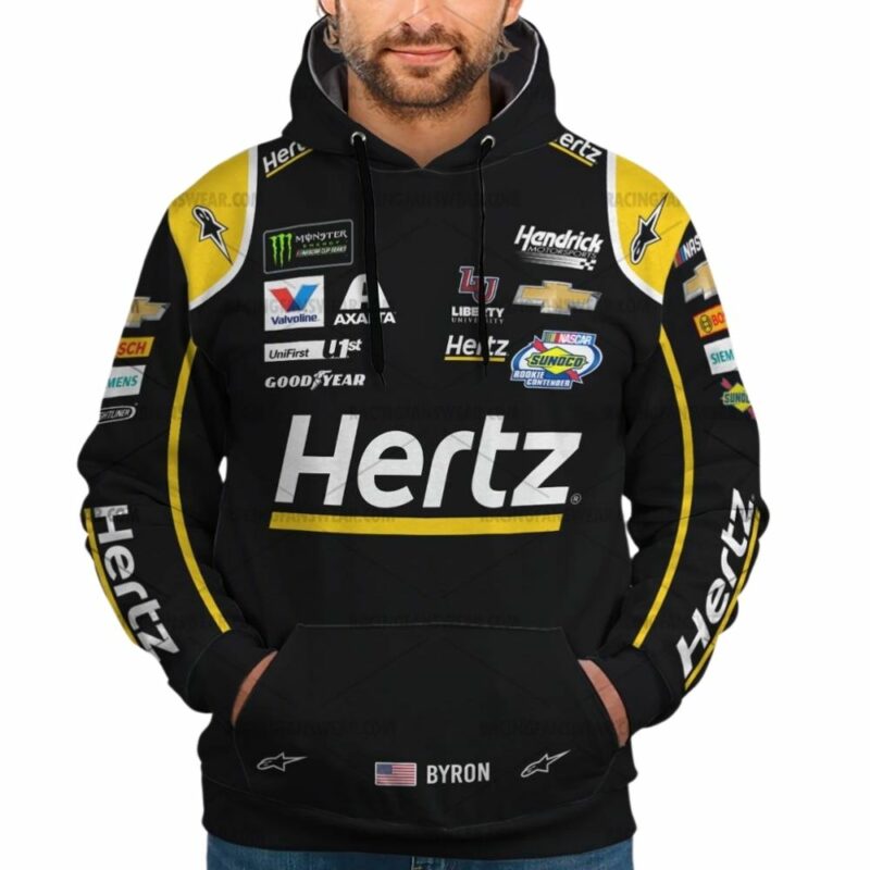 William Byron Nascar Racing Hertz 2018 Uniform 3D Hoodie 1