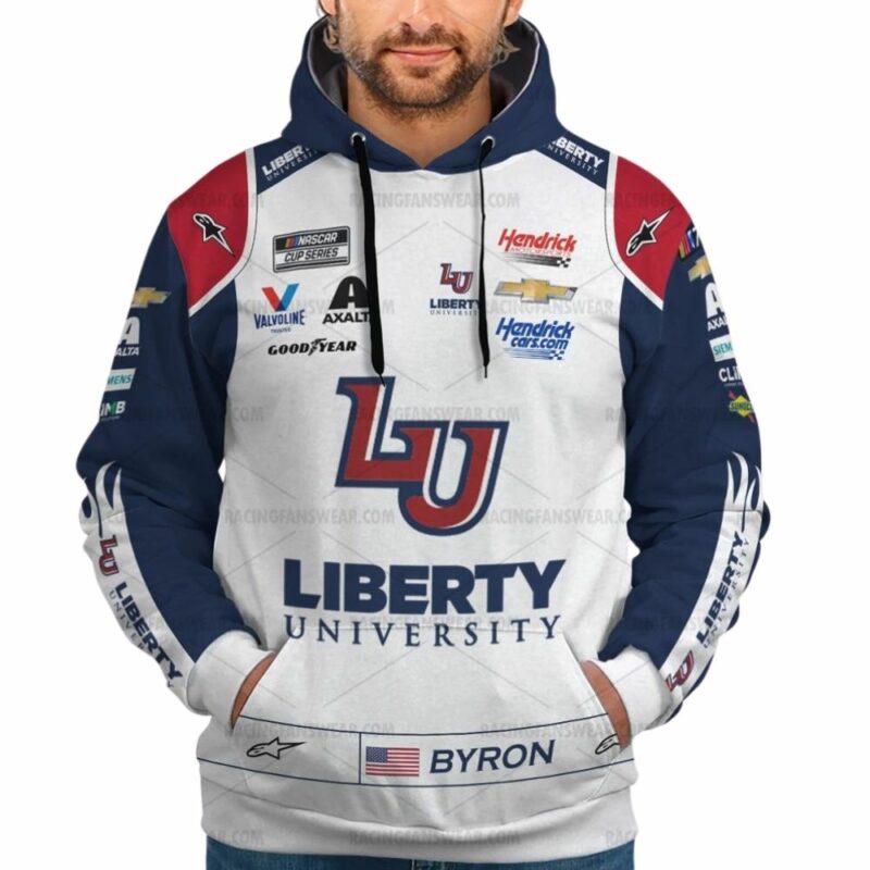 William Byron Nascar Racing Liberty University 2023 Uniform 3D Hoodie 1