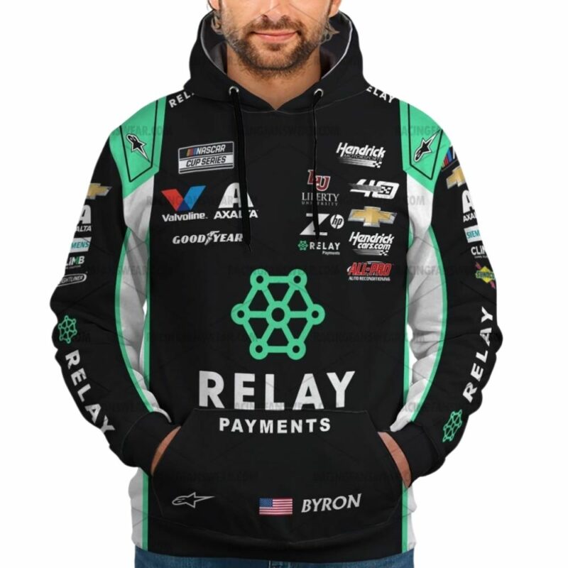 William Byron Nascar Racing Relay Payments 2024 Uniform 3D Hoodie 1