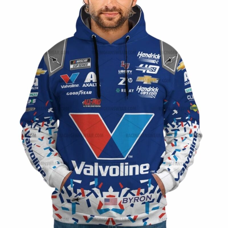 William Byron Nascar Racing Valvoline 2024 Uniform 3D Hoodie 1