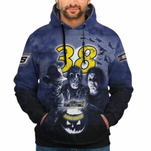 Zane Smith Nascar Racing With Michael Myers Friends Horror Halloween All Over Print Hoodie
